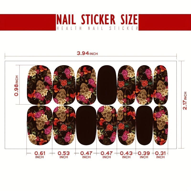 Halloween Skull Nail Stickers Gothic Art Full Wraps Nail Polish Stickers