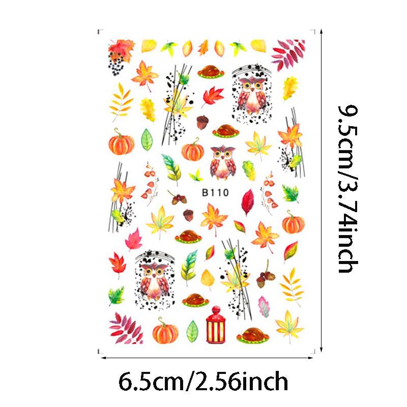 12 Sheets Maple Leaf Nail Art Stickers 3D Self Adhesive Fall Leaf Stickers