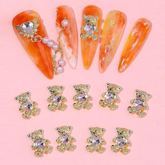 10pcs 3D Bear Nail Charms With Rhinestones Nail Art Jewelry