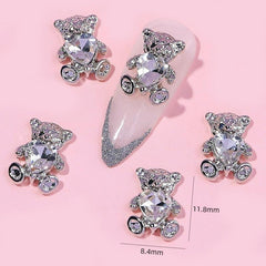 10pcs 3D Bear Nail Charms With Rhinestones Nail Art Jewelry