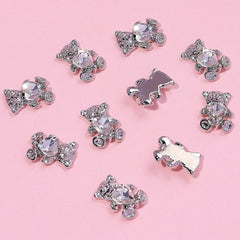 10pcs 3D Bear Nail Charms With Rhinestones Nail Art Jewelry