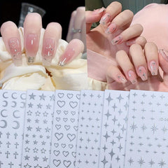 3D Self Adhesive Nail Heart Star Stickers