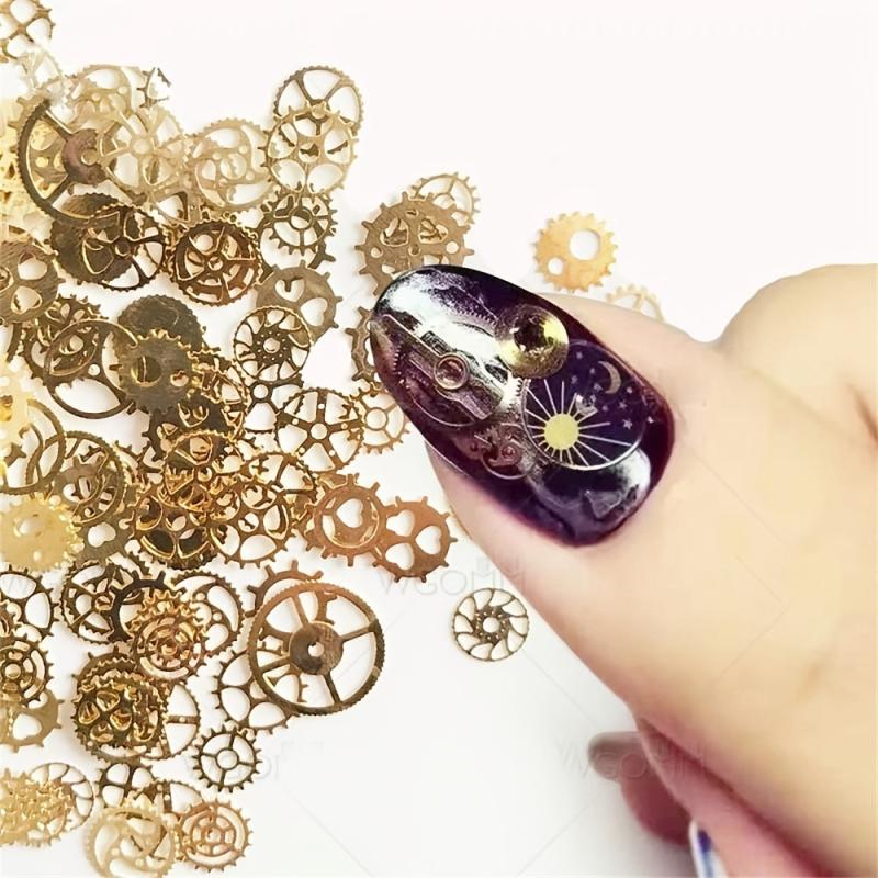 100pcs Steampunk Mechanical Gear Nail Art Decoration Kit