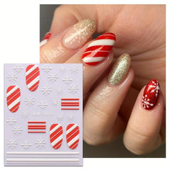 5D Christmas Nail Art Stickers Santa Snowflake Gift Decals Self Adhesive