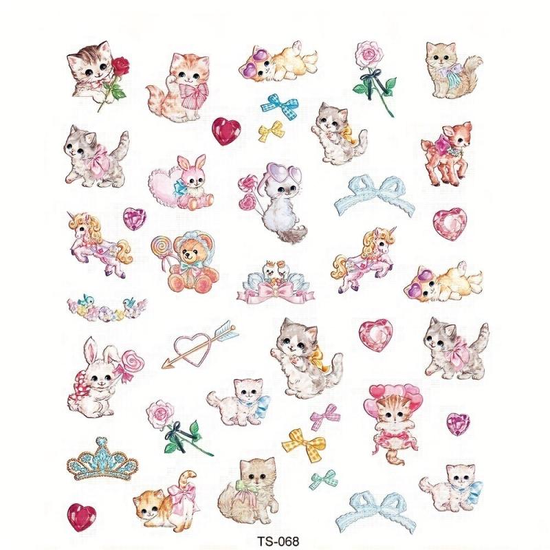 5D Cat Rabbit Nail Polish Stickers Animal Decals for Lady Girl