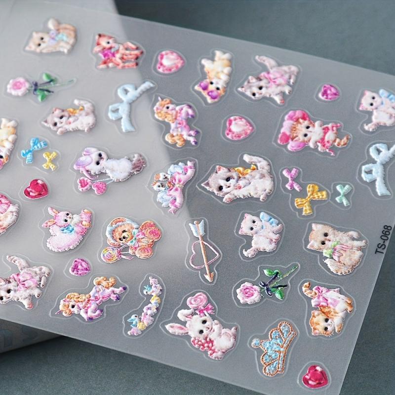 5D Cat Rabbit Nail Polish Stickers Animal Decals for Lady Girl