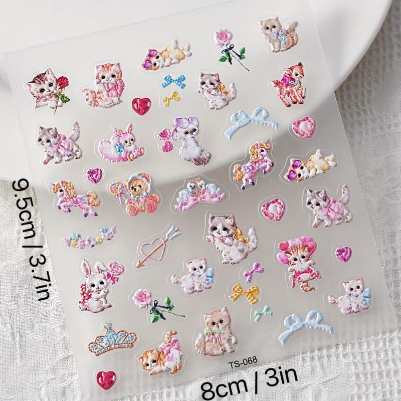 5D Cat Rabbit Nail Polish Stickers Animal Decals for Lady Girl