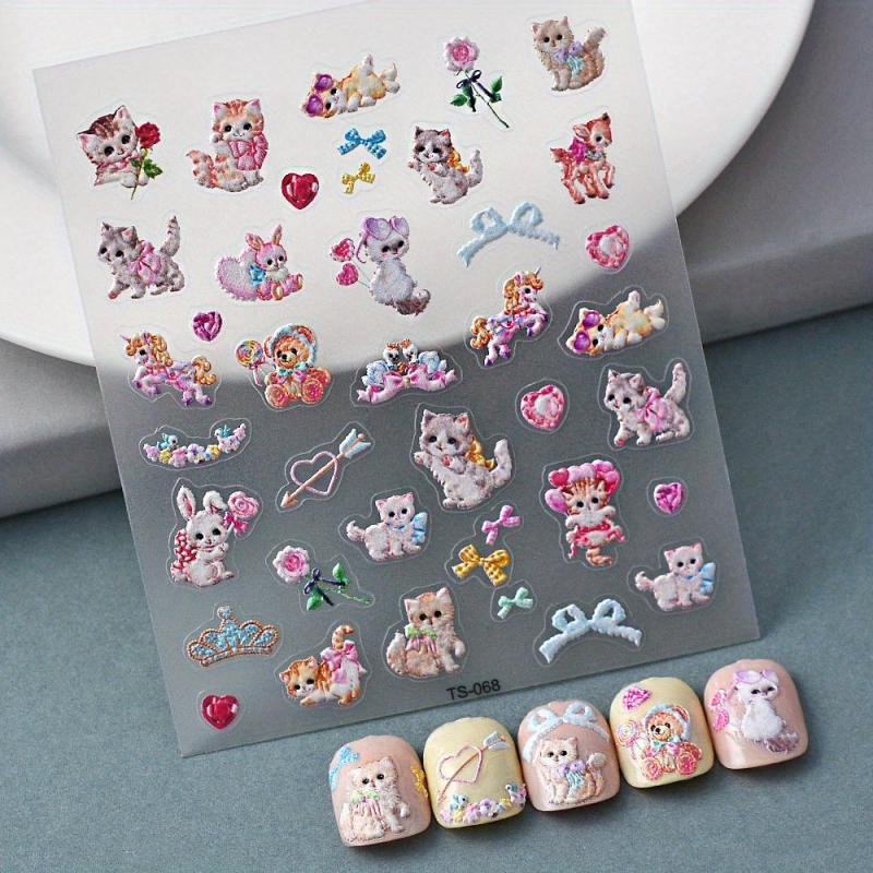 5D Cat Rabbit Nail Polish Stickers Animal Decals for Lady Girl