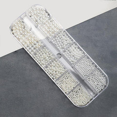 12 Grids Faux Pearl Nail Art Decoration Half Round Flat Bottom Nail Accessories