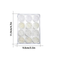12 Grids Faux Pearl Nail Art Decoration Half Round Flat Bottom Nail Accessories
