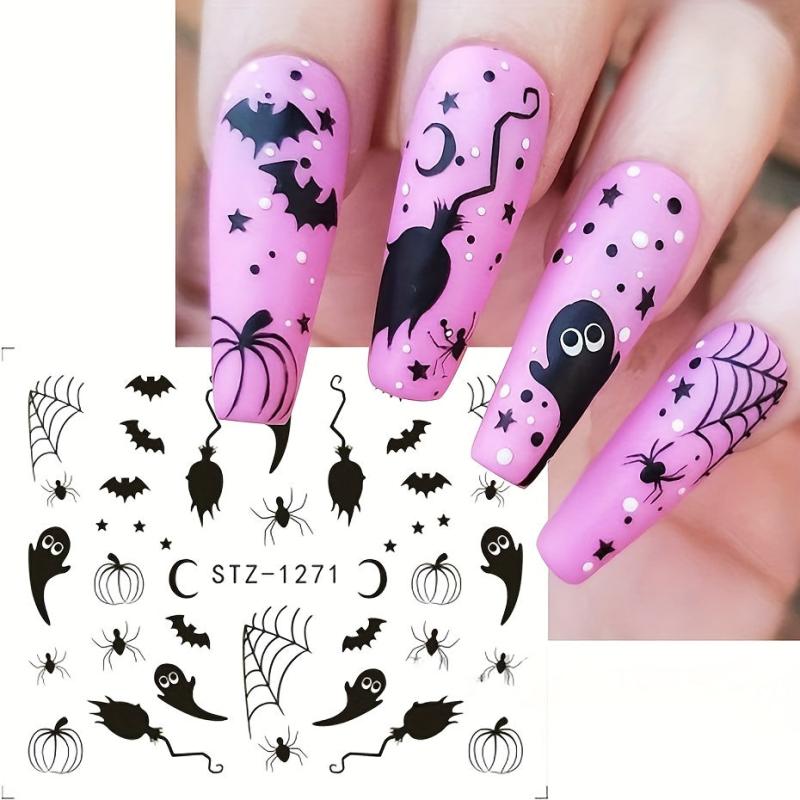Halloween Nail Water Transfer Stickers Pumpkin Spider Bat Decals