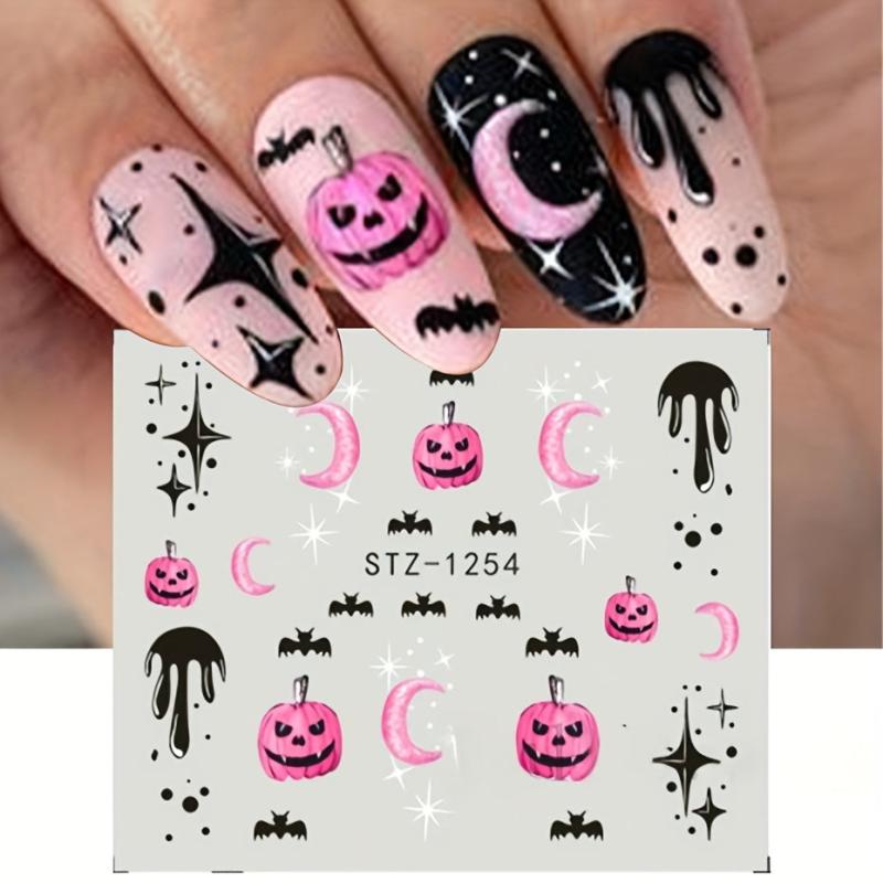 Halloween Nail Water Transfer Stickers Pumpkin Spider Bat Decals
