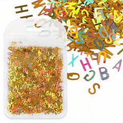 1pc Holographic Letter Nail Art Glitter 3D English Alphabet Nail Designs