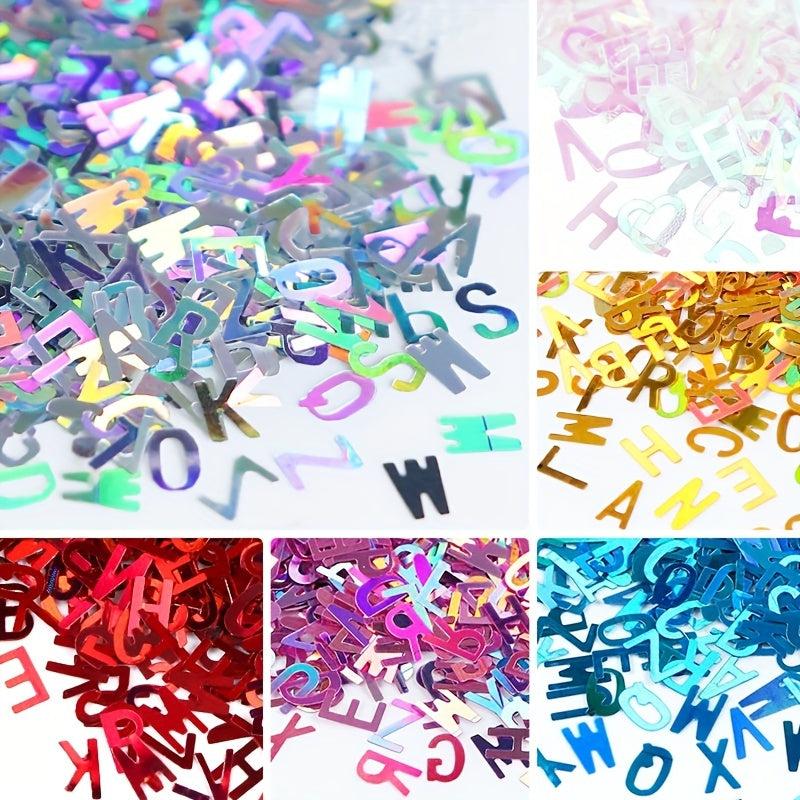 1pc Holographic Letter Nail Art Glitter 3D English Alphabet Nail Designs