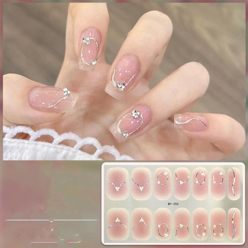 14pcs Flower Nail Art Stickers Full Wrap Nail Polish Strips Self Adhesive Decals