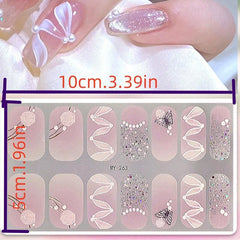14pcs Flower Nail Art Stickers Full Wrap Nail Polish Strips Self Adhesive Decals