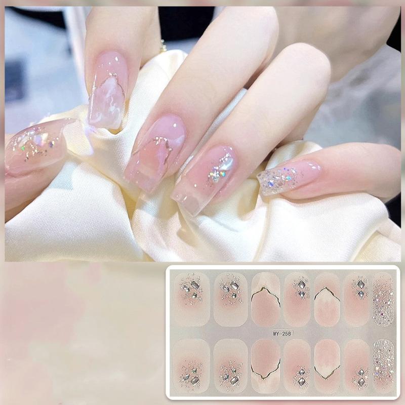 14pcs Flower Nail Art Stickers Full Wrap Nail Polish Strips Self Adhesive Decals