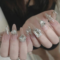 10pcs Iridescent Clear Crystal Rhinestones for Nail Designs, 3D Nail Charms