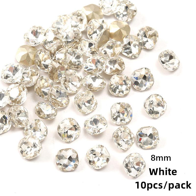 10pcs Iridescent Clear Crystal Rhinestones for Nail Designs, 3D Nail Charms