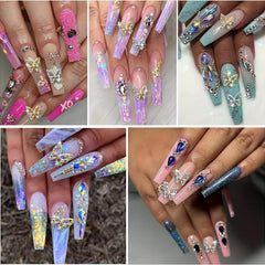 40 pcs Metal Rhinestone 3D Butterfly Nail Charms for Nail Art