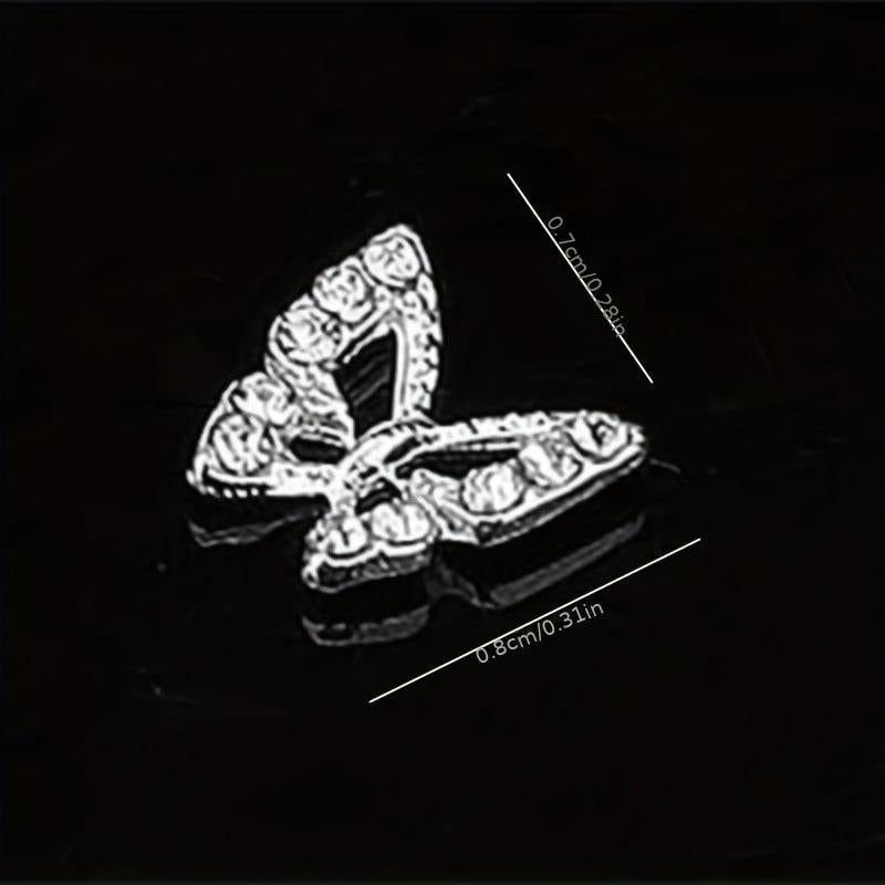 40 pcs Metal Rhinestone 3D Butterfly Nail Charms for Nail Art
