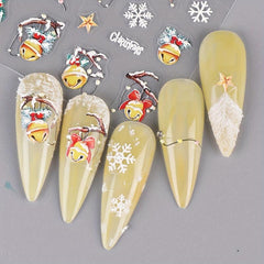 5D Embossed Christmas Nail Art Stickers Snowflake Glove Lantern Nail Art Decals