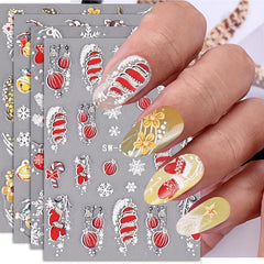 5D Embossed Christmas Nail Art Stickers Snowflake Glove Lantern Nail Art Decals