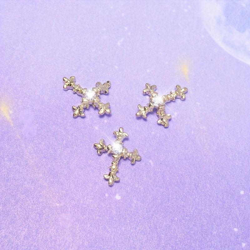 3D Cross Nail Charms Pearl Gems Nail Decor