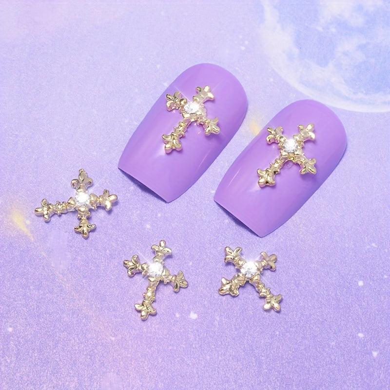 3D Cross Nail Charms Pearl Gems Nail Decor