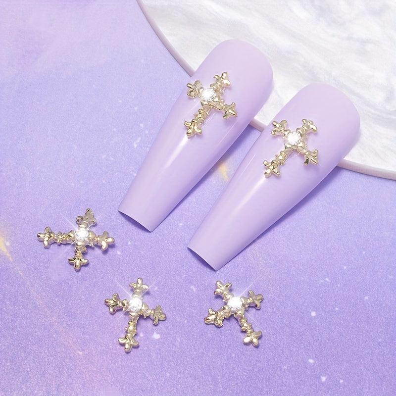 3D Cross Nail Charms Pearl Gems Nail Decor