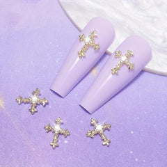 3D Cross Nail Charms Pearl Gems Nail Decor