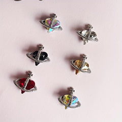 6pcs Glitter Rhinestone Love Heart Nail Decals 3D Crystal Nail Art Accessories