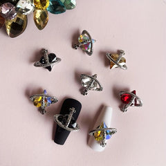 6pcs Glitter Rhinestone Love Heart Nail Decals 3D Crystal Nail Art Accessories