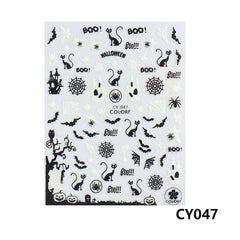 Halloween Nail Art Stickers Pumpkin Spider Skull Ghost Bat Cat Nail Art Decals