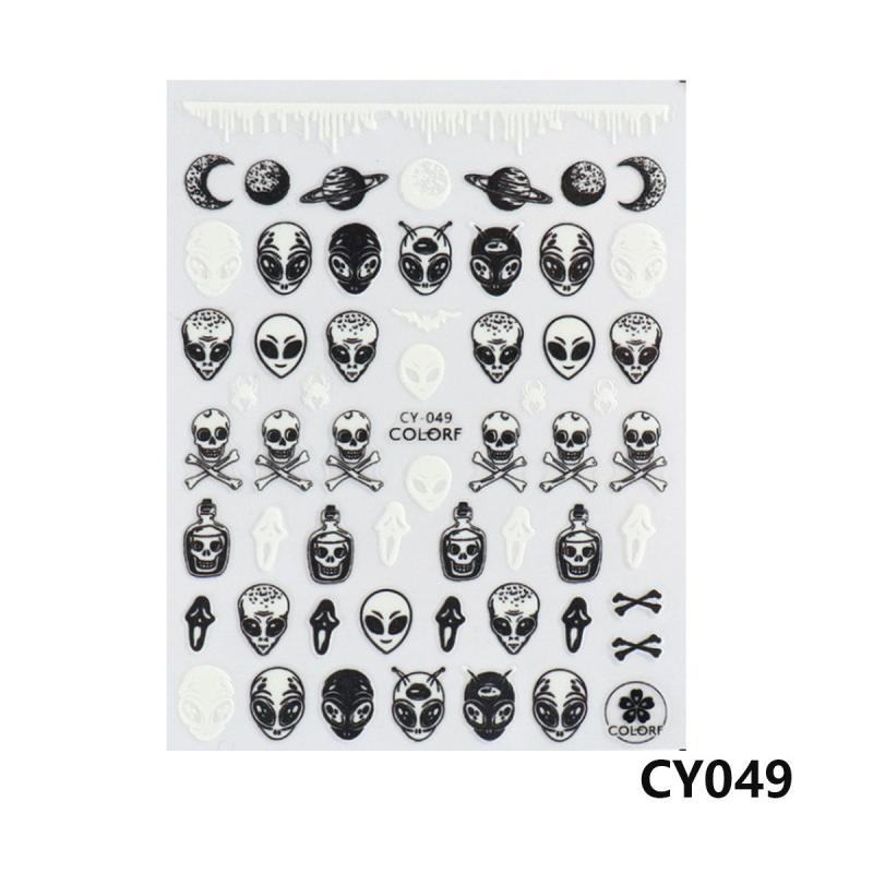 Halloween Nail Art Stickers Pumpkin Spider Skull Ghost Bat Cat Nail Art Decals