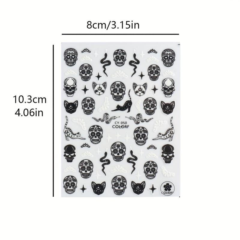 Halloween Nail Art Stickers Pumpkin Spider Skull Ghost Bat Cat Nail Art Decals