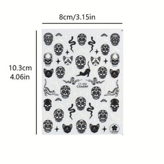 Halloween Nail Art Stickers Pumpkin Spider Skull Ghost Bat Cat Nail Art Decals