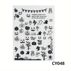 Halloween Nail Art Stickers Pumpkin Spider Skull Ghost Bat Cat Nail Art Decals