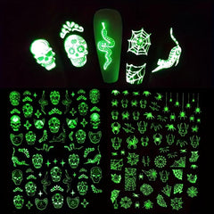Halloween Nail Art Stickers Pumpkin Spider Skull Ghost Bat Cat Nail Art Decals