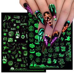 Halloween Nail Art Stickers Pumpkin Spider Skull Ghost Bat Cat Nail Art Decals