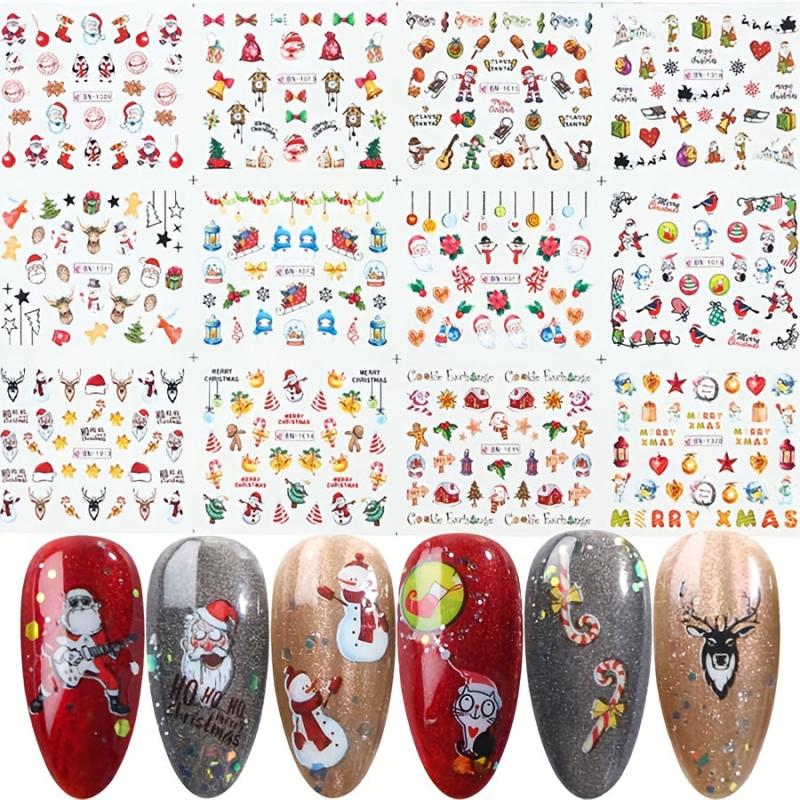 Christmas Nail Art Stickers Santa Claus Snowflake Elk Christmas Tree