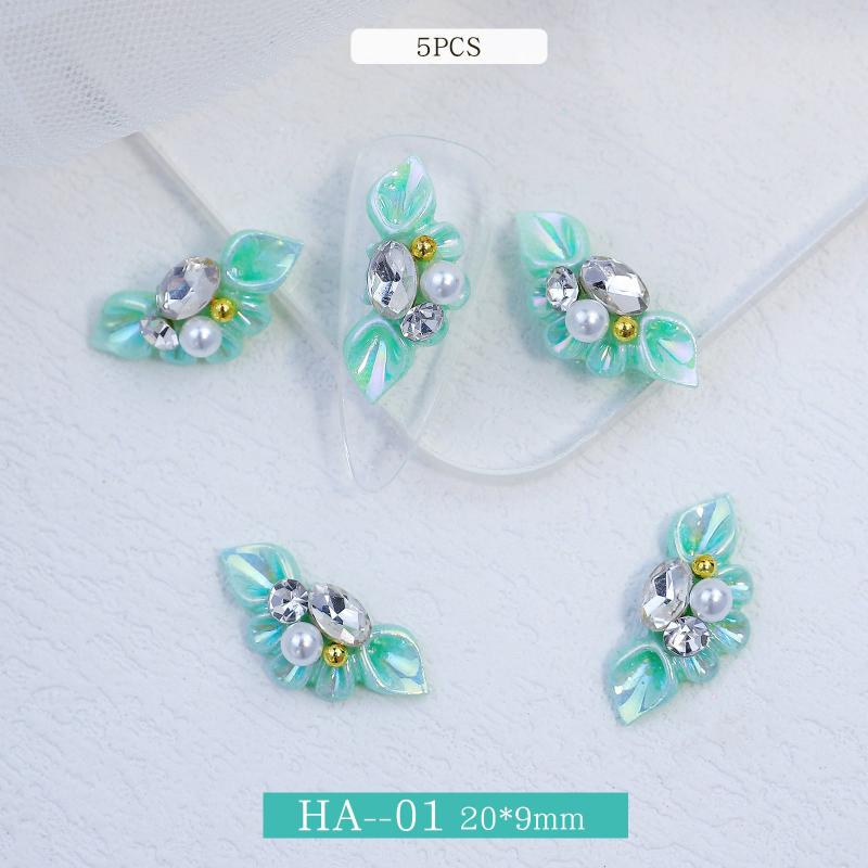 10 Colors Floral Flap Nail Stickers 3D Resin Nail Art Accessory