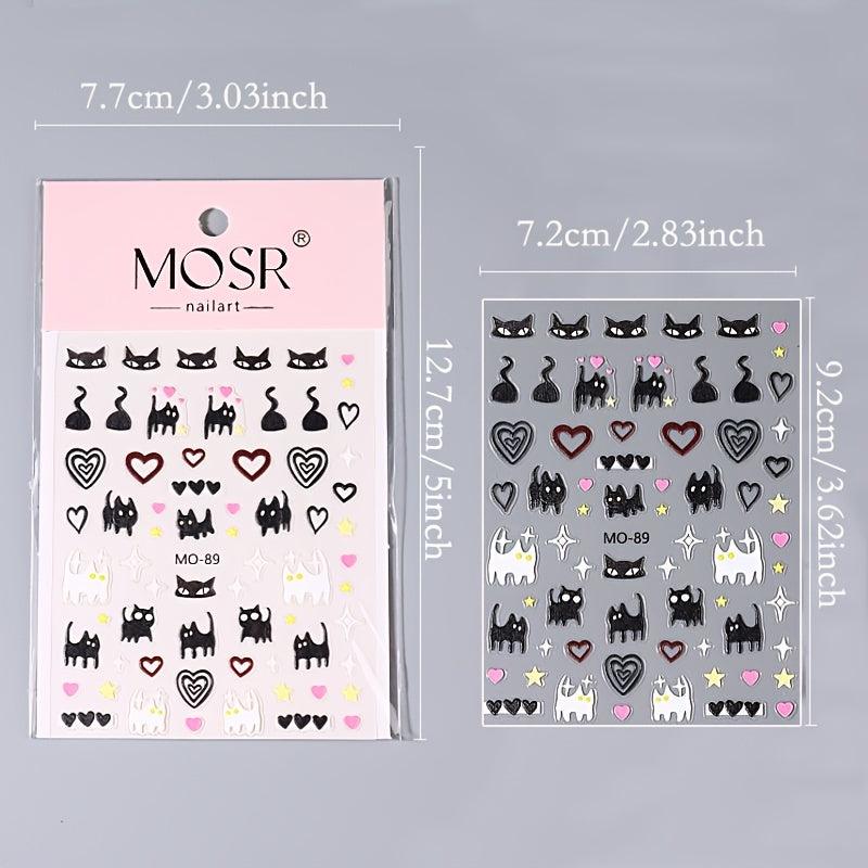 2 Sheets 5D Embossed Graffiti Cartoon Nail Stickers