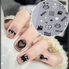 2 Sheets 5D Embossed Graffiti Cartoon Nail Stickers