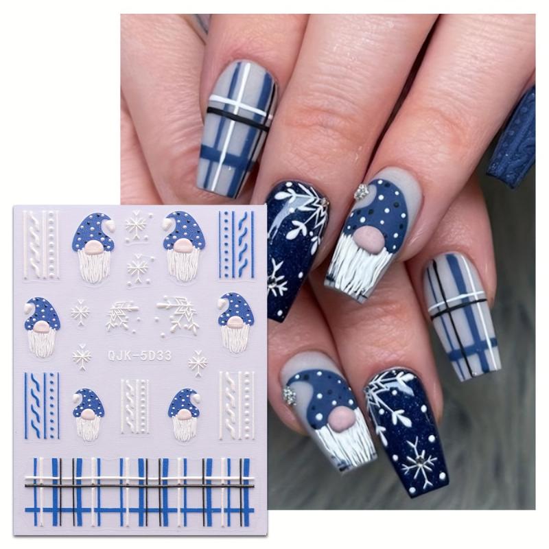Christmas Nail Stickers Decals Snowflake Winter Xmas Nail Art Supplies