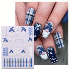 Christmas Nail Stickers Decals Snowflake Winter Xmas Nail Art Supplies
