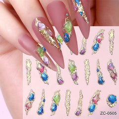 3D Embossed Nail Stickers Self Adhesive Cartoon Decals DIY Nail Art Supplies