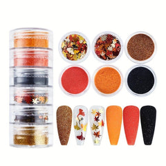 Fall Nail Glitter Sequins Holographic Maple Leaf Ginkgo Leaf Fine Glitter Powder