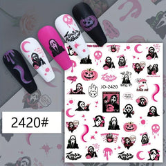 Halloween Nail Art Stickers Self Adhesive Decals - Spooky Ghosts Skulls