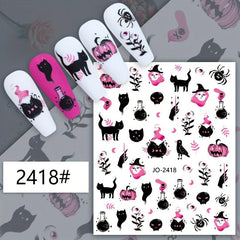 Halloween Nail Art Stickers Self Adhesive Decals - Spooky Ghosts Skulls